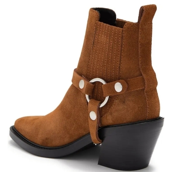 Rebecca Minkhoff Jett Brown Suede Harness Chelsea Western Boot Size 10 - Picture 3 of 11